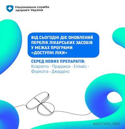 Від сьогодні діє оновлений перелік лікарських засобів у межах програми «Доступні ліки»